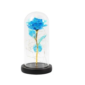 Colourful Artificial Flowers Rose Gift With LED Crystal Rose Dome